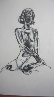 Kneeling nude - charcoal& chalk on paper 61cm x 41 cm